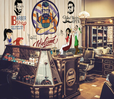 3D Willkommen H779 Barber Shop Tapete Wandbild Selbstklebend Abnehmbare Honey