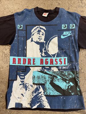 Vintage Nike GRAY TAG Andre Agassi Graphic T shirt Adult