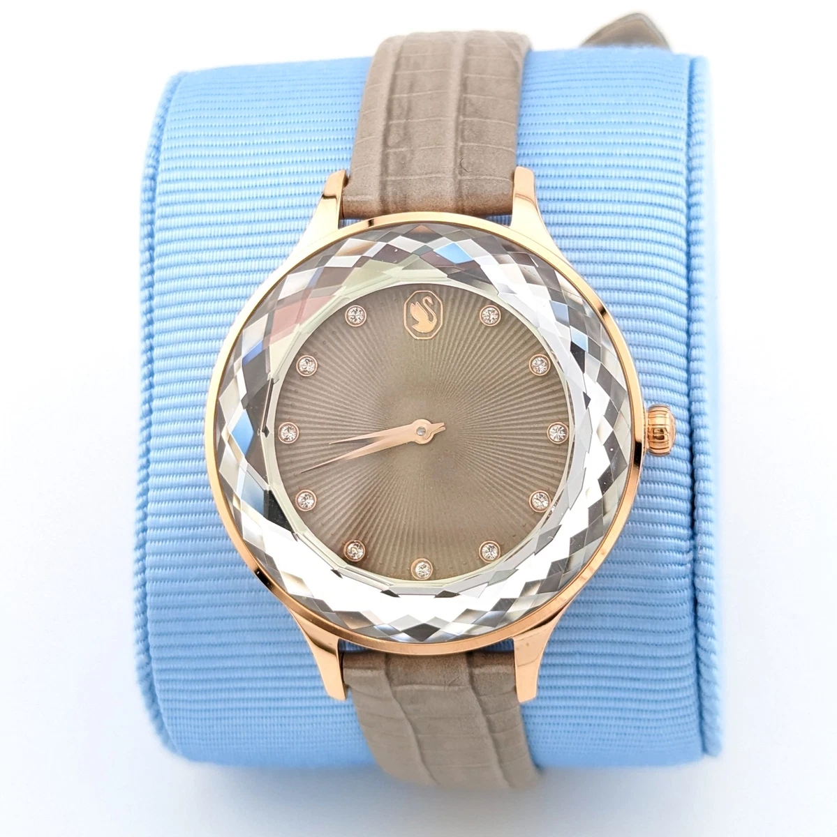 Swarovski Crystal Octea Nova Watch, Leather Strap, Beige, Rose