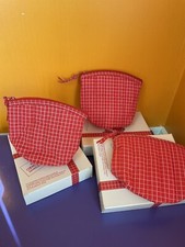 Vtg 1982 Avon Coordinates 3 Makeup Bags Red  White Quilted W/ Vinyl Lining NOS