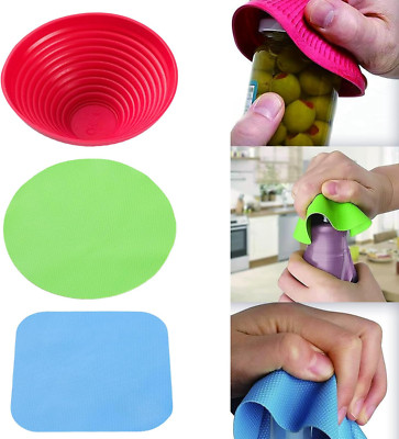 3 Stück Glasöffner für schwache Hände, Mehrzweck Wiederverwendbar Gummi Greifer Glasöffnung