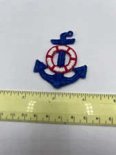 Embroidered Applique Patch NAUTICAL blue Anchor red/White Life Preserver
