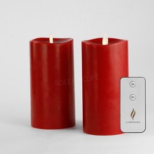 6.5" Luminara Flameless LED Red Unsceted Wax Battery Candles,Remote Moving Wick