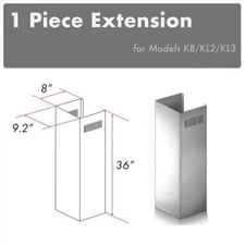ZLINE CHIMNEY EXTENSION FOR WALL RANGE HOOD upTO 10 FT ceiling for KB, KL2, KL3