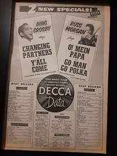 Bing Crosby Russ Morgan Rare Original Decca Records Promo Poster Ad Framed!