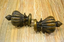 2 Hand Painted Antique Look Curtain Rod Finial Post Cap (A4)