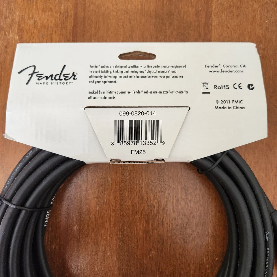 Marca Fender 25 pies Cable de micrófono - Nuevo - Negro Foto 2 de 4