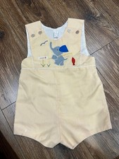 Vintage Beige Children's Romper Elephant Appliqu Sleeveless Size 3T