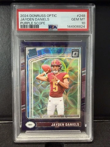 2024 Panini Donruss Optic Jayden Daniels #248 Purple Scope PSA 10 Gem Mint