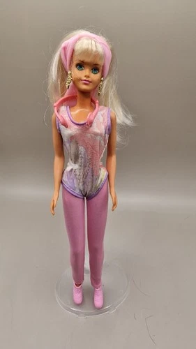 Genuine Vintage Barbie Doll Body suit + leggings + headphones + Scarf + Trainers