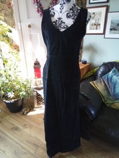 Long black velvet feel dress m/l BNWT
