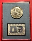1968D Choice Uncirculated US John F Kennedy Memorial SILVER Half Dollar w/Stamp