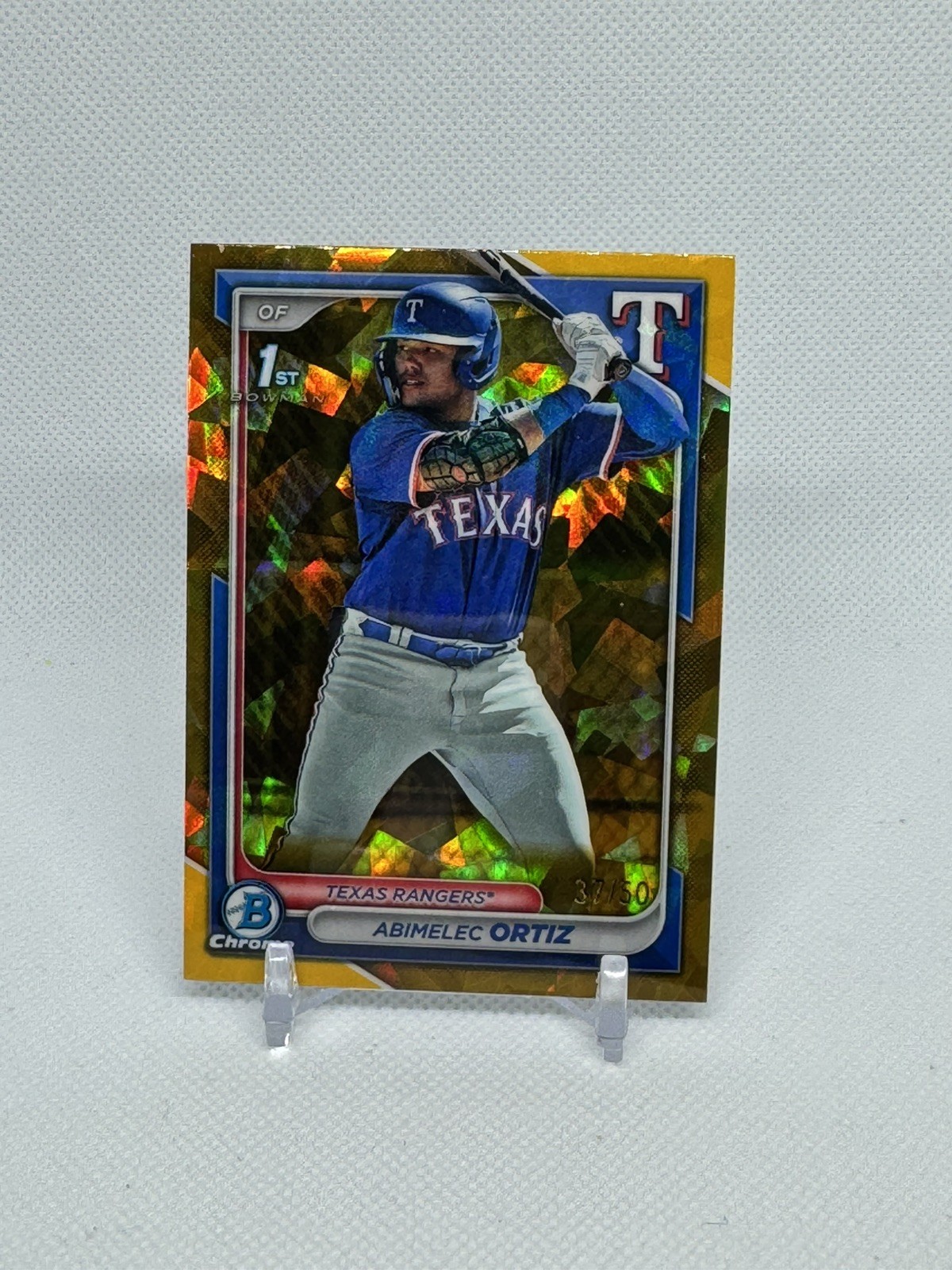 Abimelec Ortiz 2024 Bowman Chrome Sapphire 1st Bowman Gold Sapphire #/50 Rangers