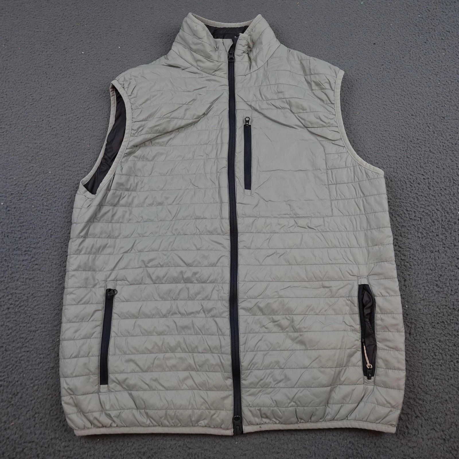 Topo Designs Puffer Vest Mens Medium Beige Quilted Insulated Zip Outdoor