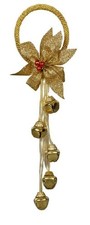 Jingle Bells Christmas Holiday Door Knob Hanger Decoration - Gold