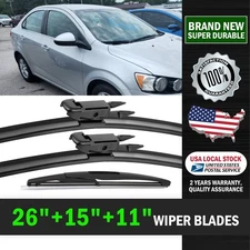 High elasticity All-Season Mute Windshield Wiper Blades 26"+15"+11" Set of 3