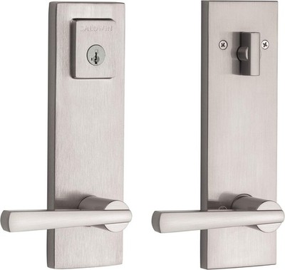 Baldwin Spyglass Square Satin Nickel Front Entry Door Smartkey Handleset Lock