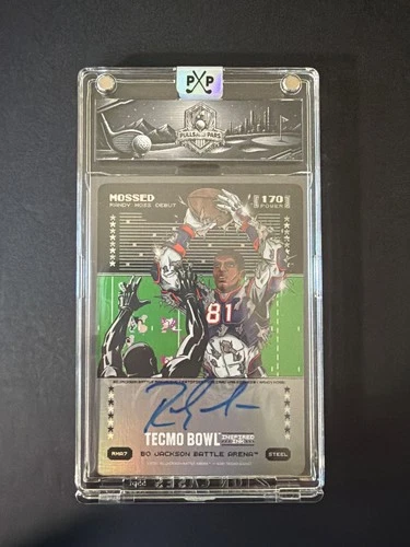 Mossed Randy Moss Auto Tecmo Bowl Bo Jackson Battle Arena Ink 170 Steel RMA7