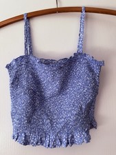 Hollister XS Blue/White Floral Square Neck Sm...