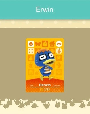 #298 Amiibo Karte für Animal Crossing  Erwin Nintendo Switch Nfc Karte