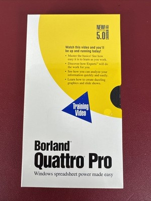 Borland Quattro Pro Training Video for Windows, Version 5.0 VHS,  New Sealed