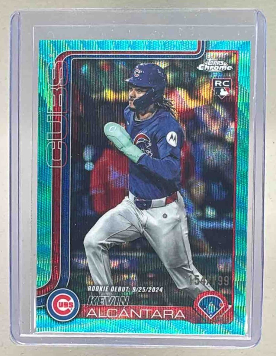 Kevin Alcantara 2025 Topps Chrome Update #USC25 Aqua Wave Refractor RC /199