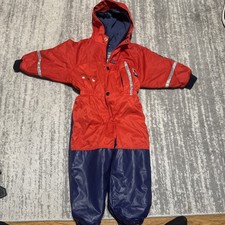 Helly Hansen Kids Snowsuit Size 82/3 Red Blue Waterproof Insulated One-Piece