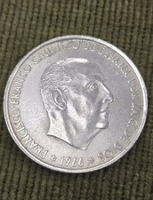 1966 Spain 100 Pesetas Silver Coin Franco  Star 66 0.800 KM#797 EF