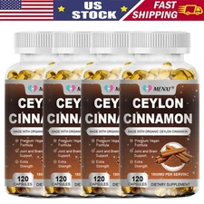 Organic 1800mg Ceylon Cinnamon Capsules Potency Blood Sugar Support Pills Cap
