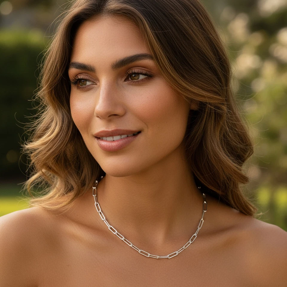 Solid Strong Yellow 14K Gold Over .925 Sterling Silver Modern Paperclip Link - Image 3 of 4