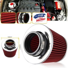 Universal Red Finish Car Air Filter Induction Kit High Power Sports Mesh Cone UK