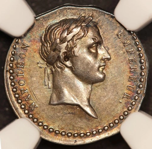 1810 France Napoleon & Marie Louise Silver Jeton Medal - NGC AU 58 - Bramsen-956