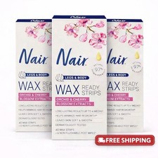 Nair Hair Remover Wax Strips 40ct Legs Body No Heat Pack of 3
