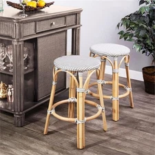 Beaumont Lane 24" Transitional Rattan Counter Stool in Gray/White