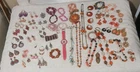 Estate Lot Of Costume Jewelry Peach  Bracelets Necklaces Earrings