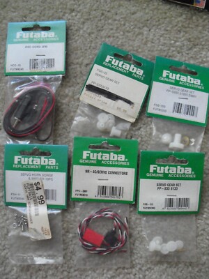 Lot of 6 RC Part Packs Futaba Servo Gear Sets Cords Horn and Connectors NIP