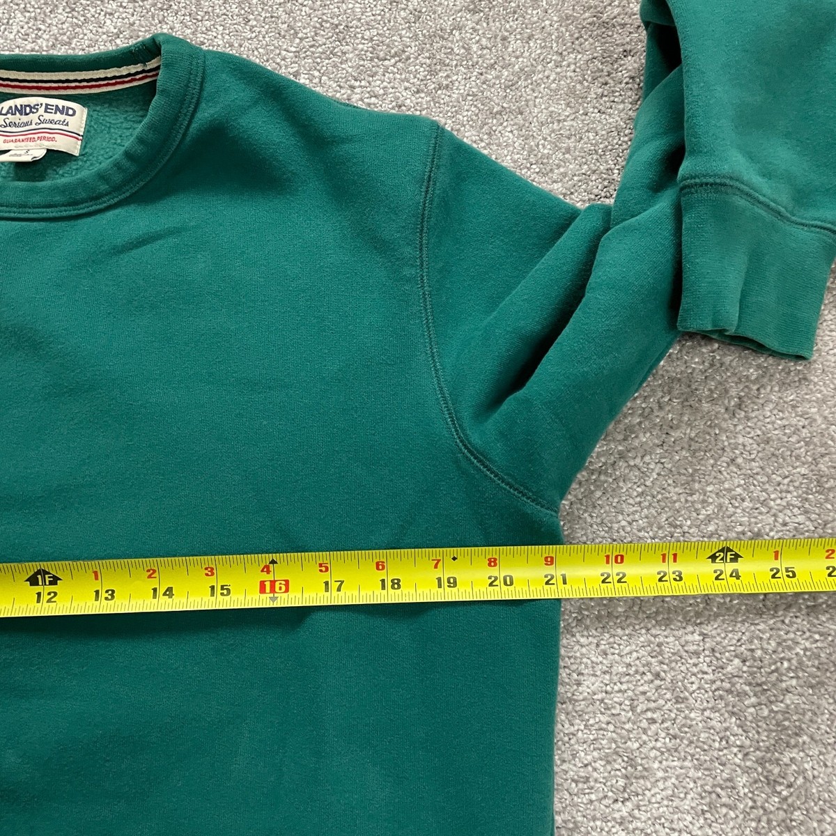Lands' End Pullover Sweatshirt Mens Small Solid Green Fleece