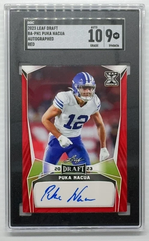 Puka Nacua Leaf Trinity Autographs #BAPN1 Red