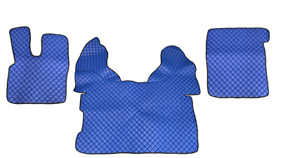3pcs Anti Slip Blue Eco Leather Floor Mats for DAF XF 106 Automatic Lefthdrive