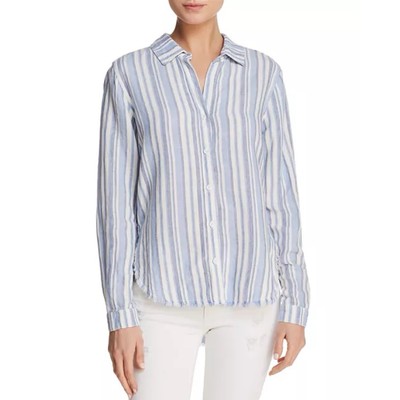 Bella Dahl Linen Stripe Button Up Shirt Tail Shirt M