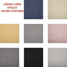 Ready Made Fully Lined LINOSO LINEN Eyelet MADE TO MEASURE House Curtains UK