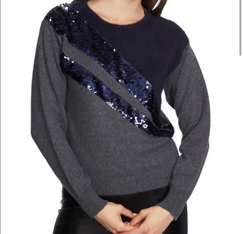 1.State Womens L Gray Blue Sequin 