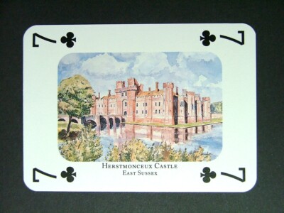 1 x Spielkarte Maler M C Smith Herstmonceux Castle East Sussex 7 of Clubs