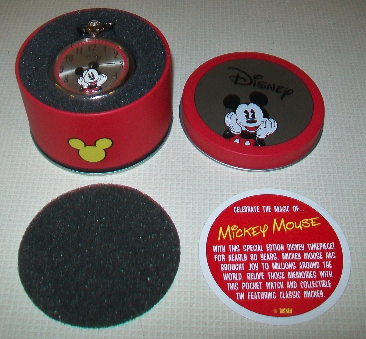 New Red Tin Mickey Mouse Silver Tone Pocket Watch Special 80  display picture 2