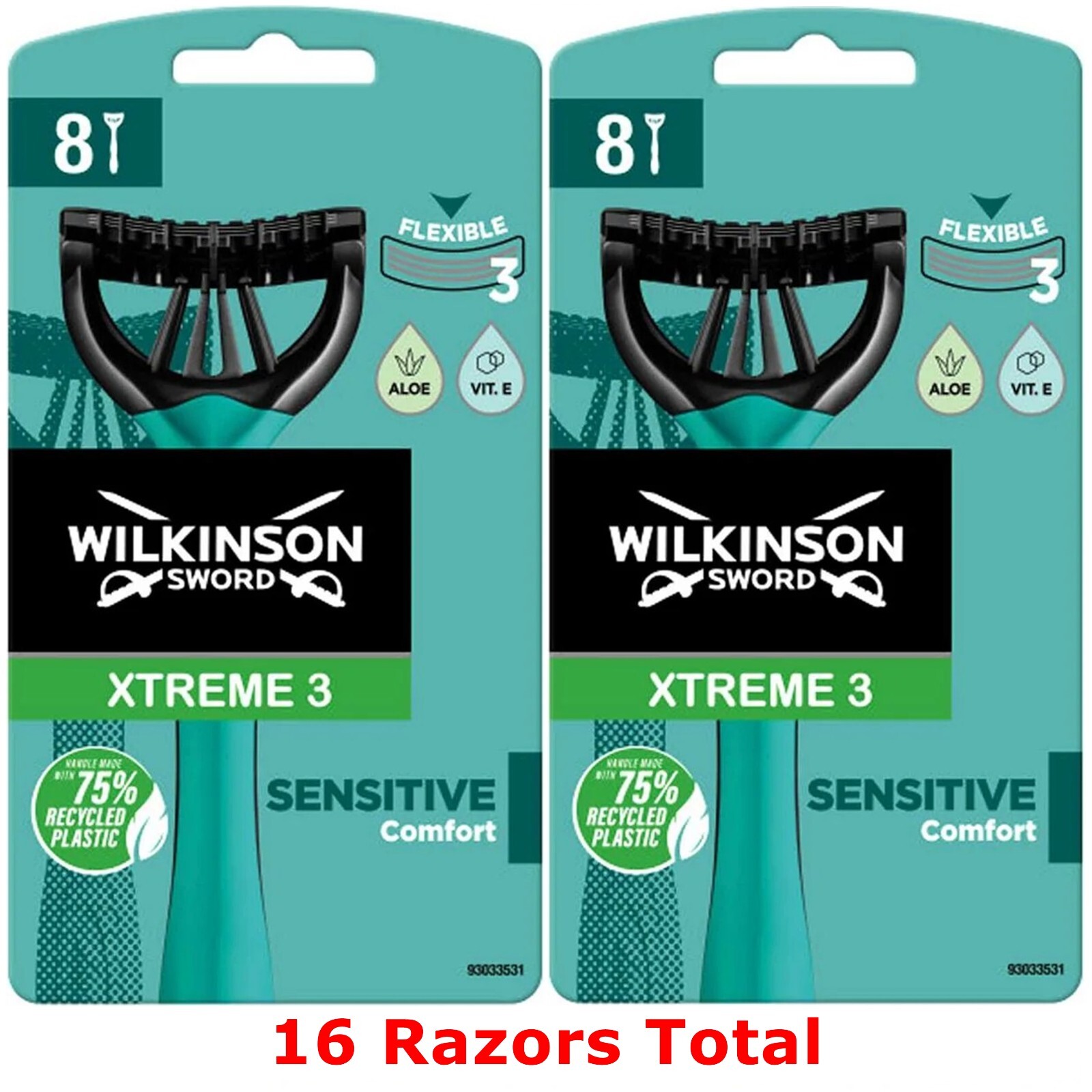 Wilkinson Sword Xtreme Extreme 3 Sensitive Disposable Razors for Men-16 ...
