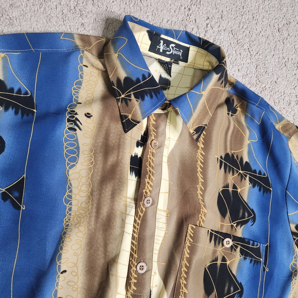 Camisa Polo Alan Stuart Abstracta Colorida Arte Pullover Bandas Para Hombre Grande De Colección Foto 3 de 4