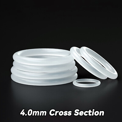 Clear Silicone Rubber O Rings Metric Food Grade 4mm Cross Section 12mm-80mm OD