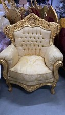 Thronsessel Barocksessel Gold/Creme