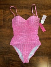 Lilly Pulitzer 12 Pink Isle ALONG THE SAME LINE LAYNE SWIMSUIT One Piece Gingham