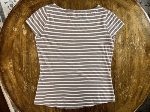 Boden Women’s Brown & White Striped Short Sleeve T-Shirt | Women’s Size 8 - Picture 4 of 8